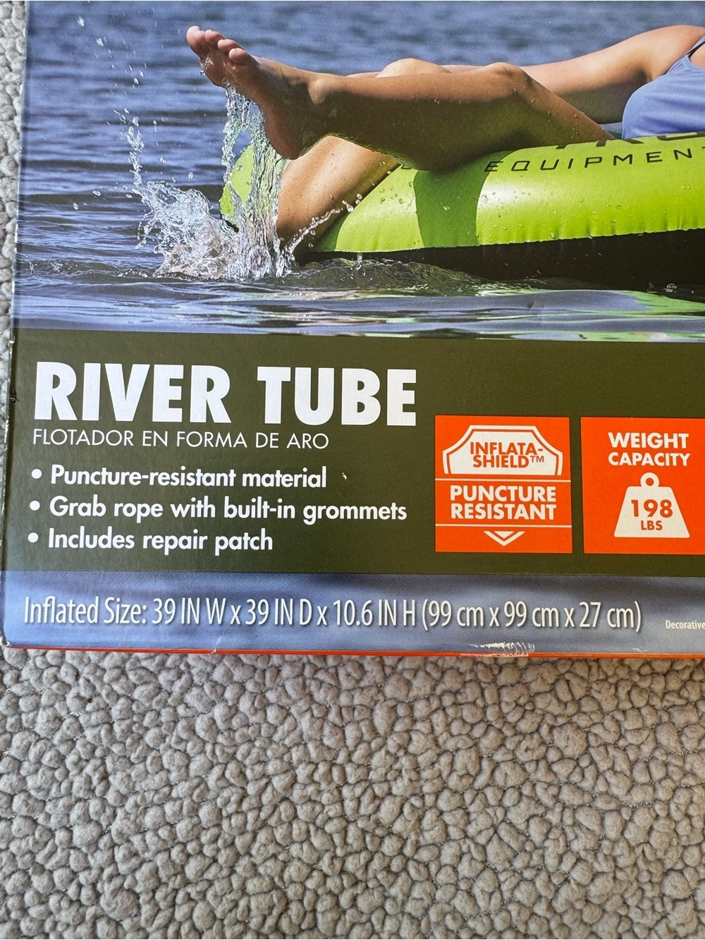 Ozark Trail River/Pool Inflatable Durable 39" Tube River Float, GREEN - NEW - Picture 7 of 8